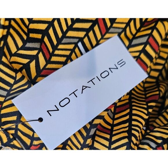 Notations Womens Blouse 3/4 Sleeve Abstract Yellow Keyhole Embellished Sz M NWT - Picture 8 of 12